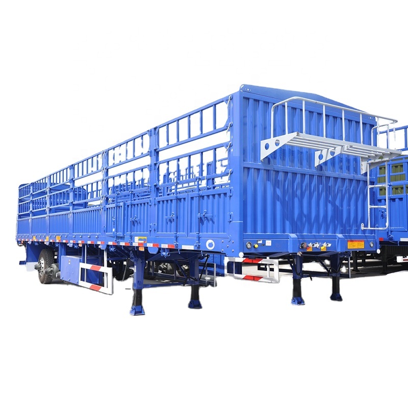 Cheap price 50 tons van cargo truck ex-factory price semi-trailer 3-axle 40-foot 45-foot fence high bucket semi-cargo truck