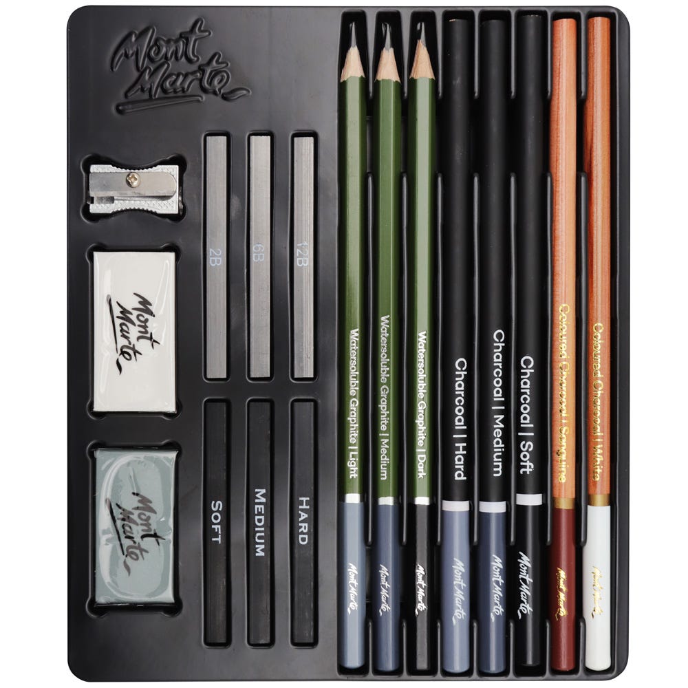 Mont Marte Sketch & Draw Collection 17pc charcoal pencil