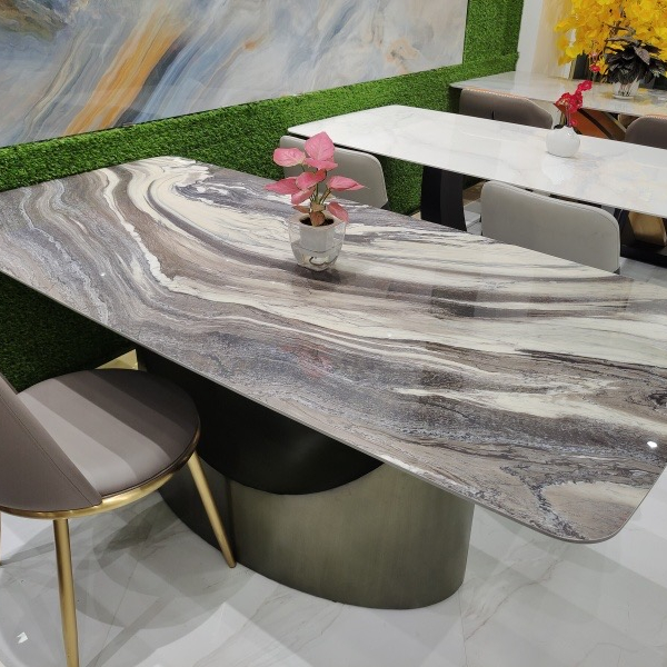 Luxury Glossy marble top dining table set