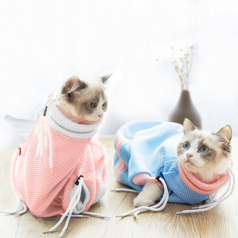 Multifunctional Adjustable Drawstring Breathable Restraint Cat Shower Bag Cat Bag Grooming Bathing for Bathing Nail Trimming