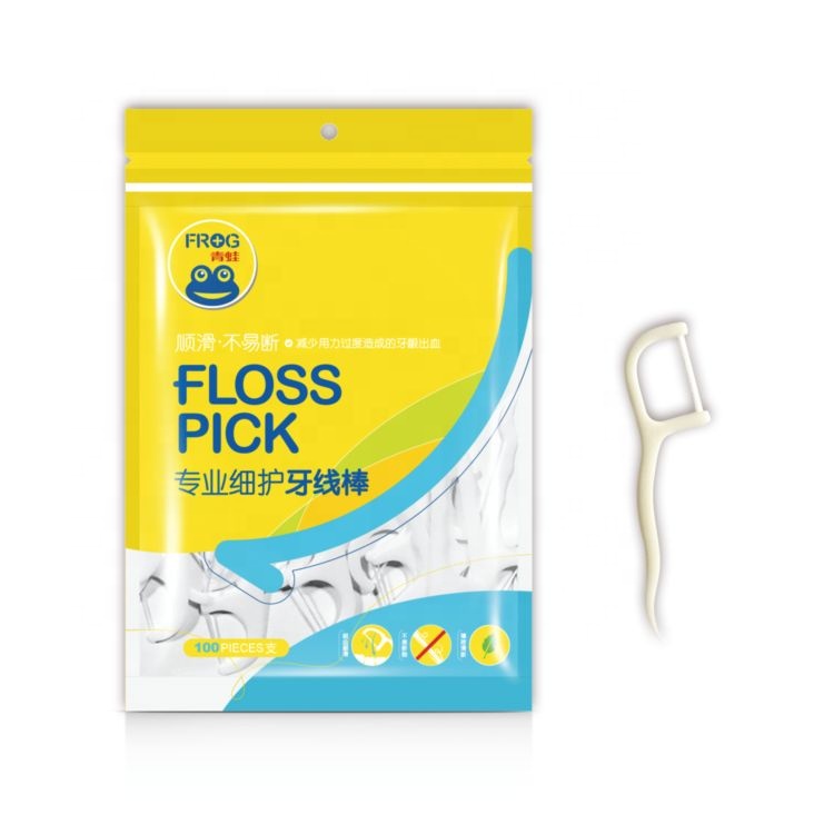 FROG Hot sale factory direct nylon bristle bamboo floss pick Shred Resistant Reduce Tooth Decay floss Dental