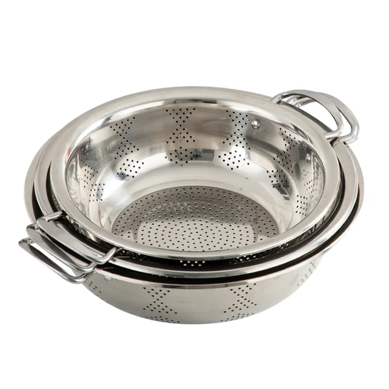 Hot Sale Stainless Steel Sieve Sink Colander Basket Rice Sieve Washing Colander Strainer For Kitchen