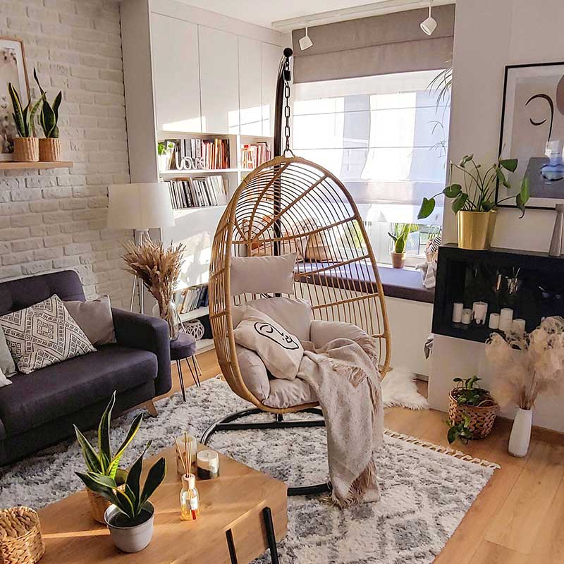 Outdoor garden hanging hammock chair modern basket egg rattan swinging chairs indoor hanging