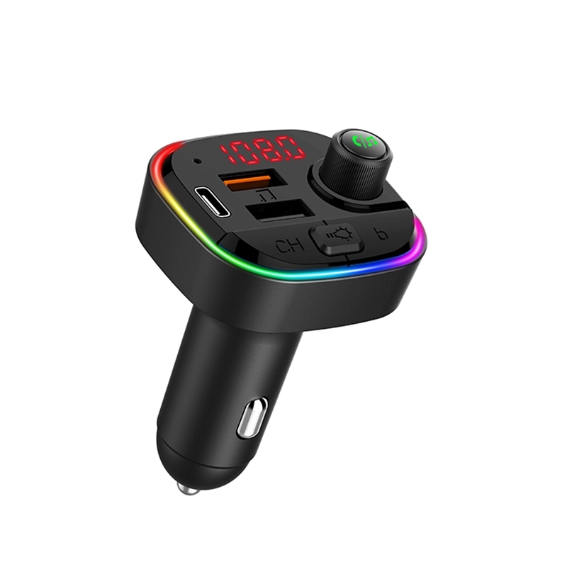 2021 New colorful C13 car mp3 player QC3.0 fast car charge Type-C port fm transmitter for car