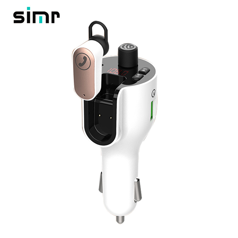 simr Privacy Protection BT5.0 Aux Audio Wireless QC3.0 USB C Car Charger FM Transmitter earphones headphones headsets