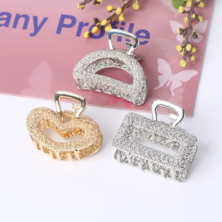 Small metal Hair Clips for Fine Non Slip Gold Plated Metal Bling rhinestone hair claw clip sparkly hair claw