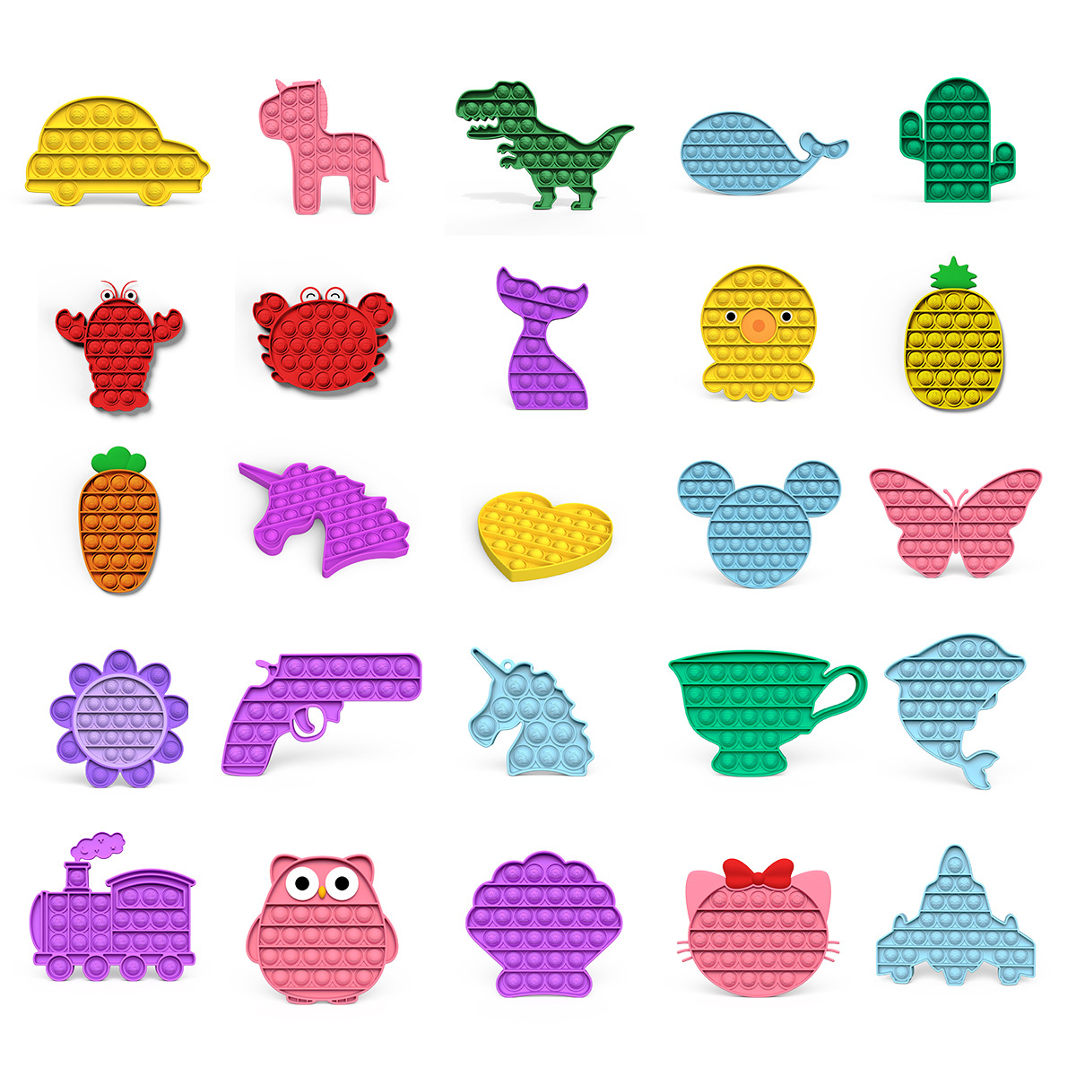 Cartoon shapes silicone Rats pioneer colorful silicone P o p Bubble Toy Rat Killing Pioneer