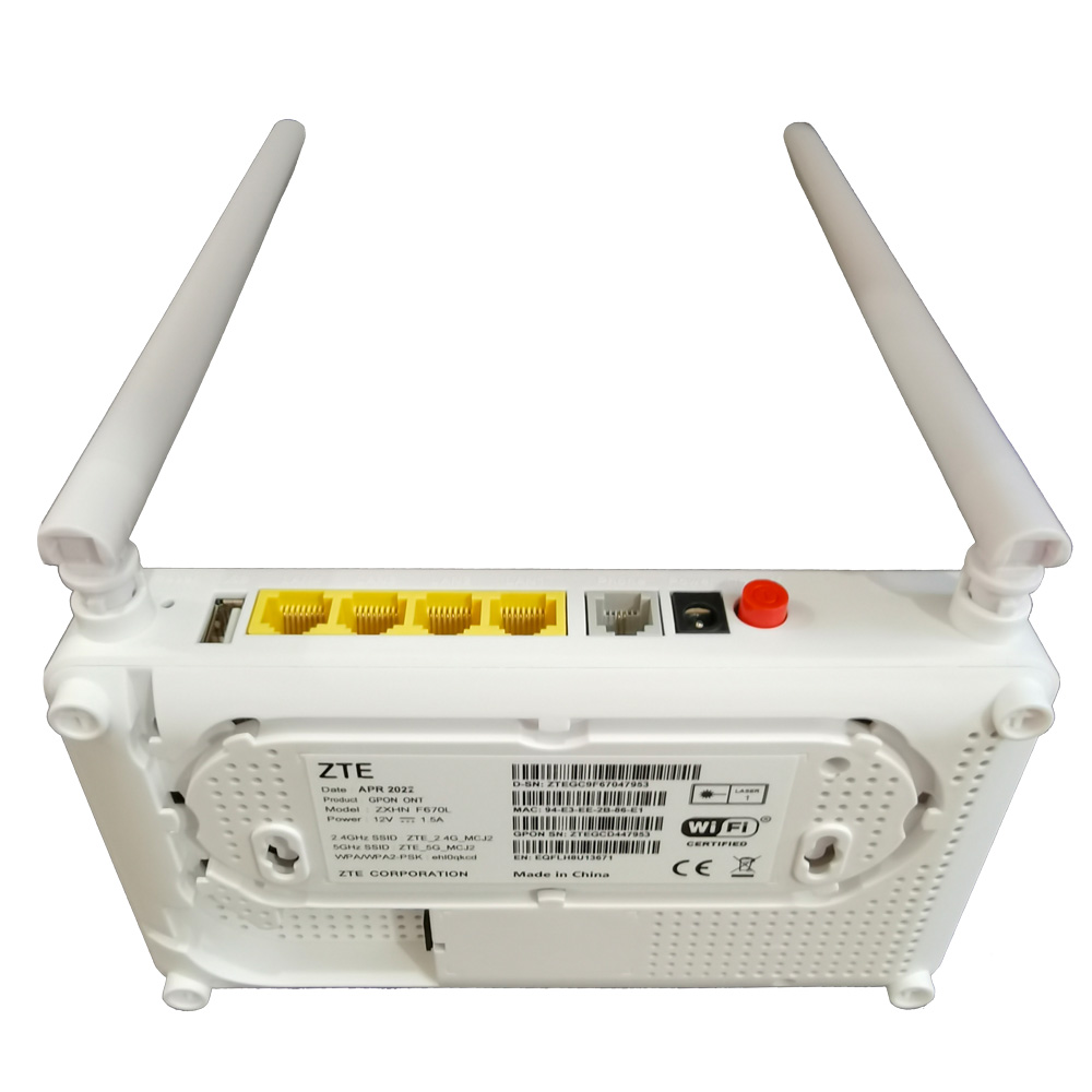 Совершенно новый ZTE F670L ZTE GPON ONU роутер 4GE + 1 горшок + 1USB + WIFI двухдиапазонный 2,4G и 5,0G английская прошивка