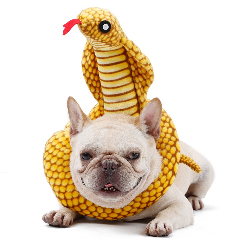 Snake Shape Squeaky Halloween Plush Pet Dog Toy Party Neck Collar For Dog Chews
