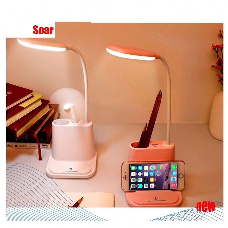 Multi-Function Warm White Led Night Light Touch Switch Usb Charging Desk Lamp With Phone Holder Pen