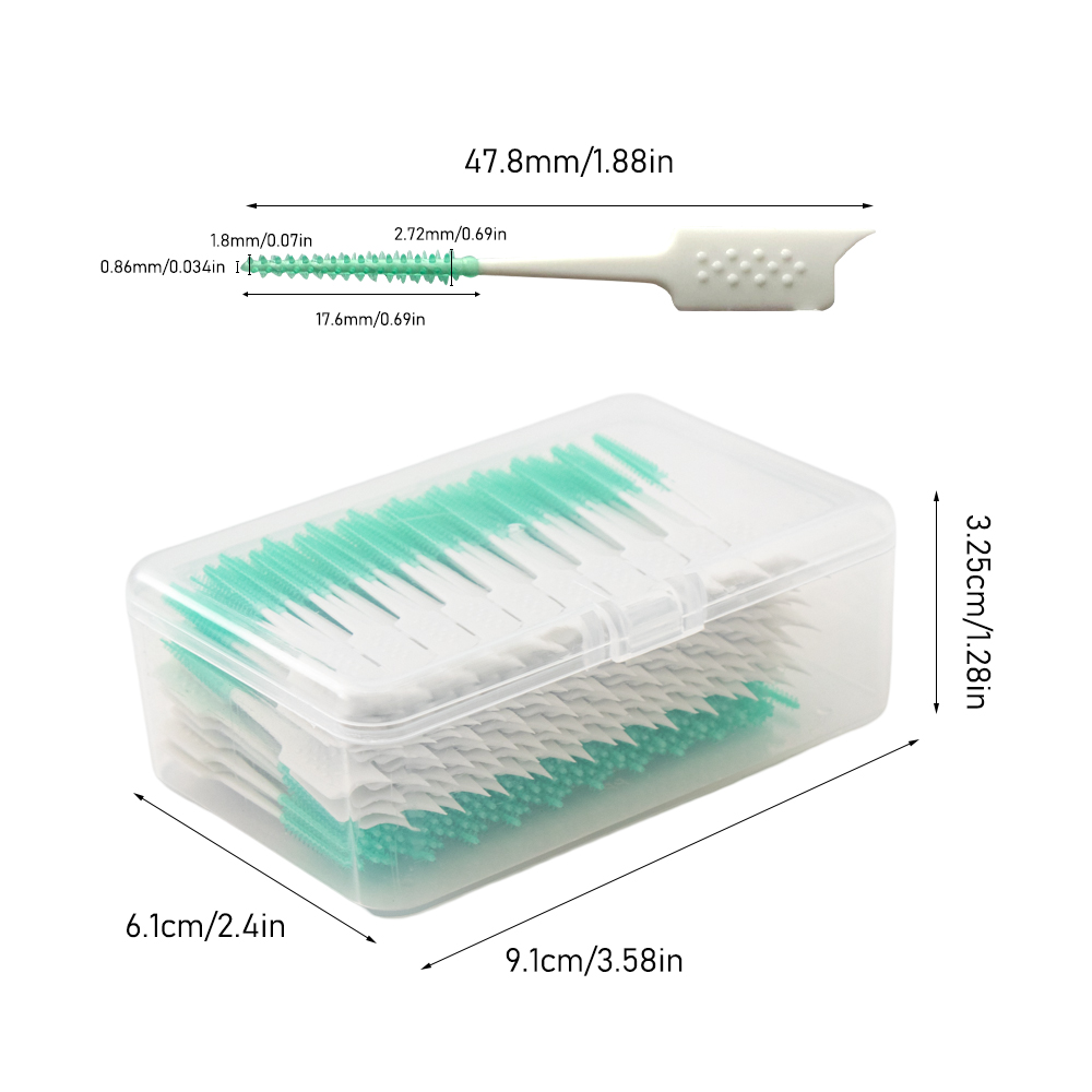 OEM good quality dental care products soft rubber interdental brush with plastic box packaging