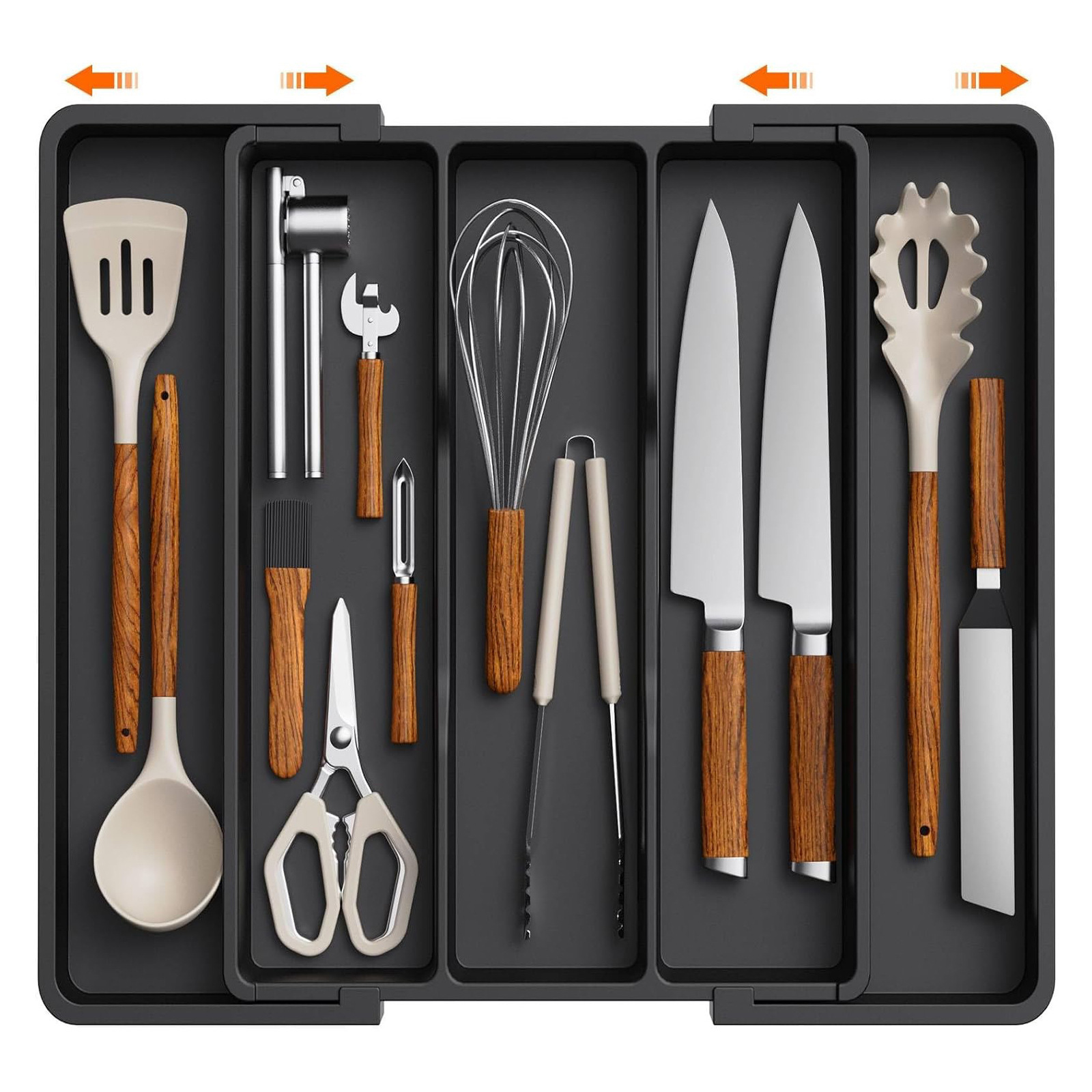 Double-pull Drawer Storage Box Kitchen Cutlery Multi-layer Separation Arrangement Cabinet Tools Storage Box