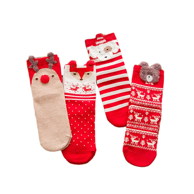 3D fluffy coral velvet warm socks in winter Christmas socks stocking for women