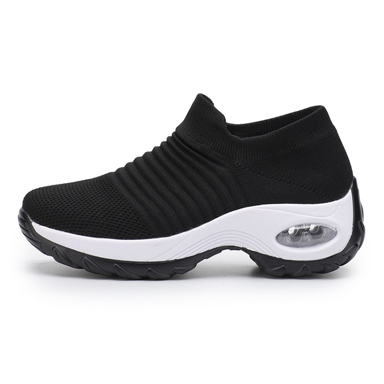 Wholesale Woman Breathable Platform Loafers Sock Shoes Walking Sports Shoes Ladies Wedge Sneakers