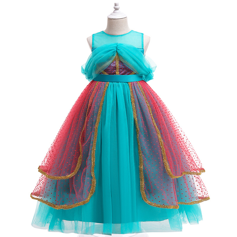 In Stock Kids Birthday Party Aladdin and the magic lamp Jasmine Baby Dresses Girl Princess Dress TV Movie Costumes