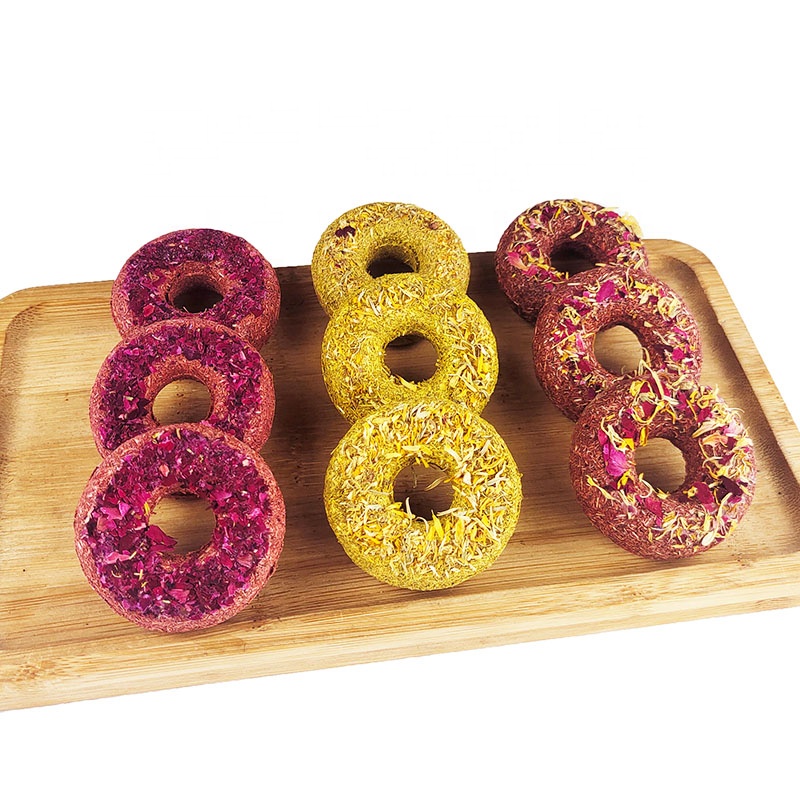 Pet Rabbit Hamster Guinea Pig Small Animal Molar Nutrition Donut Grass Cake hamster food snack