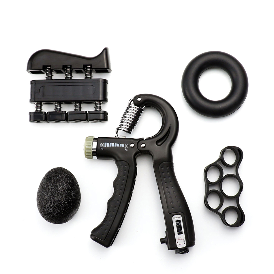 5pcs Gym Fitness Adjustable Finger Forearm Strength Muscle Recovery Hand Gripper Exerciser Trainer Ball