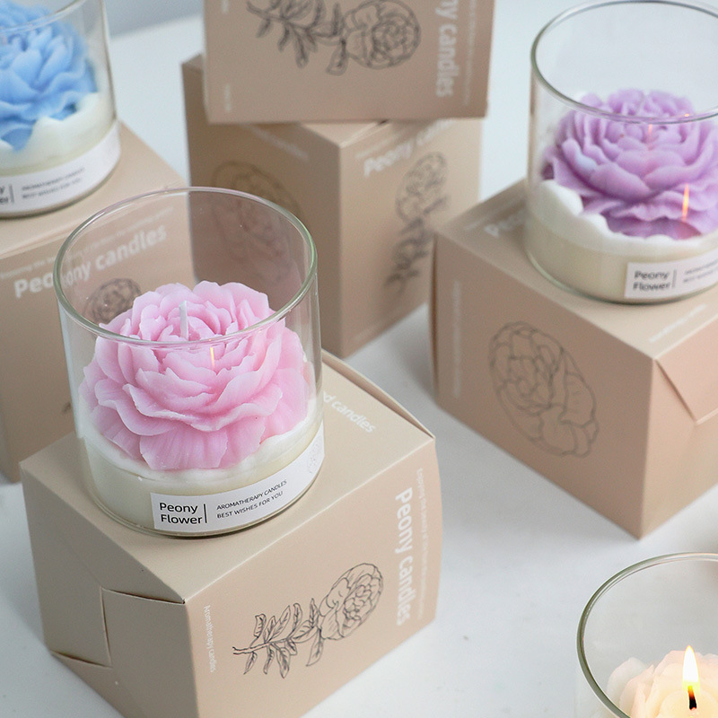 Wholesale Custom Luxury Private Label Custom Scent Fancy Peony Flameless Organic Soy Wax Scented Candle