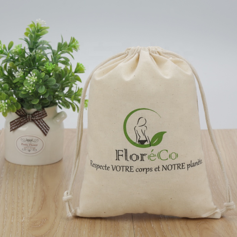 Colorful Logo Printing Cotton Bag Small Cotton Bags For Swimsuit