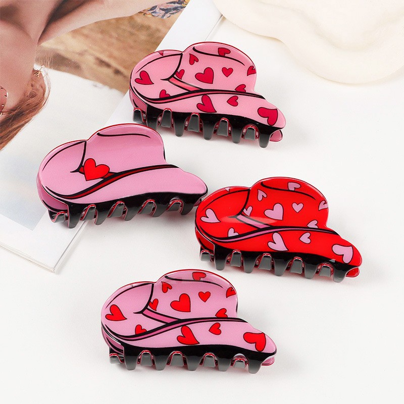 Kinling New Design Red Hat Double Heart Valentine Day Beautiful Hair Clip For Ladies