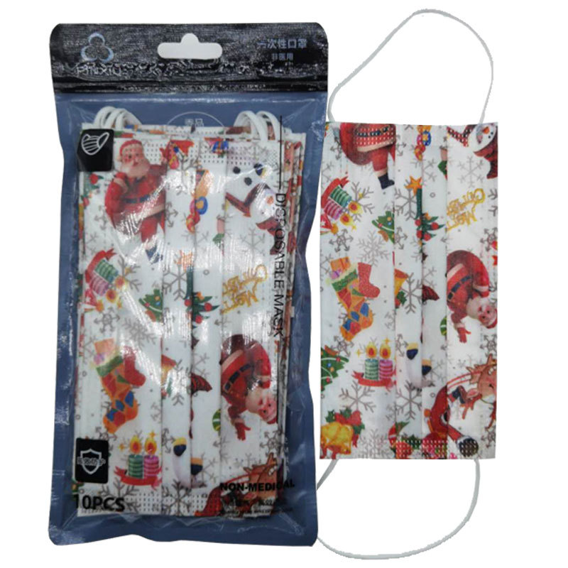 Three disposable Christmas facemasks wholesale Child protection