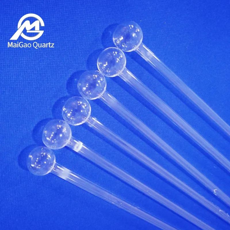 Transparent quartz glass test tube , with spherical stopper quartz products  quartz tube
