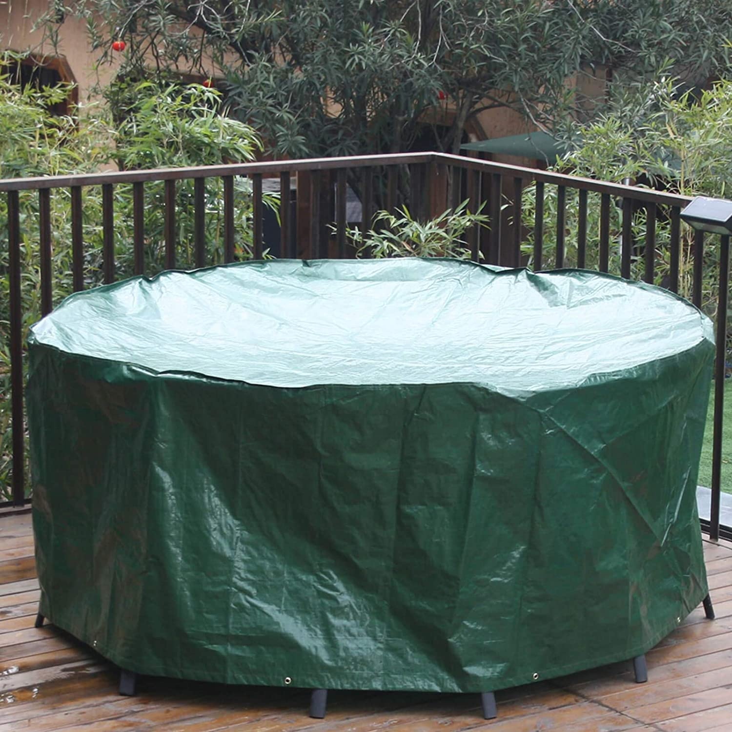 Outdoor Rattan Furniture Round Patio Table Cover Waterproof Garden Furniture Set Covers Circular for Patio Table and Chair set