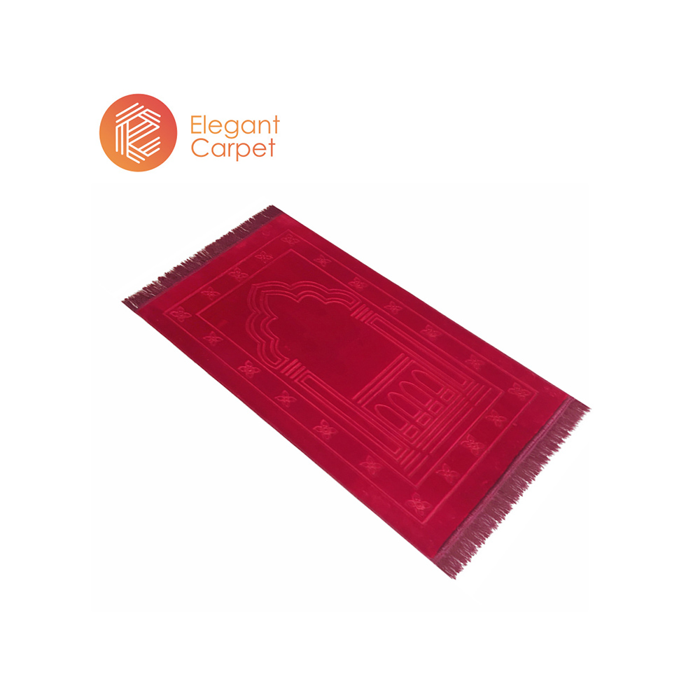 plain embossed pakistan mosque muslim travel portable prayer mat in bag
