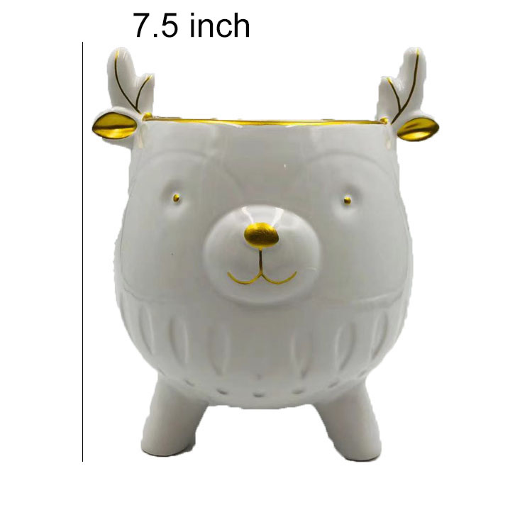 Smart Hanging Outdoor Ceramic White Garden Cat Flower Planter Pot Flower Pots And Planters Indoor