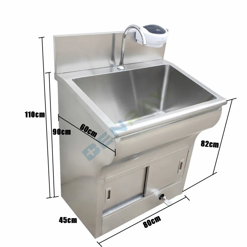 Guangzhou Induction Foot Pedal Hand Wash Sink Stainless Steel Hospital Surgical Scrub Sink Medical Basin Sink Price