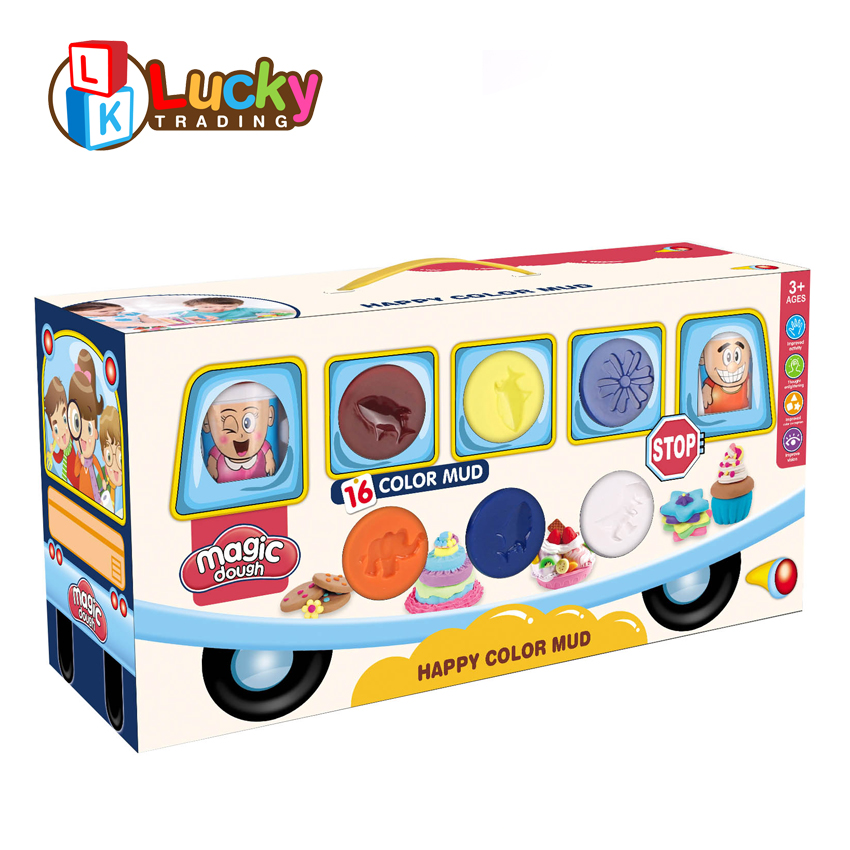 Школьный автобус нетоксичные 16 Красочные playdough комплект из полимерной глины набор для детей ремесла