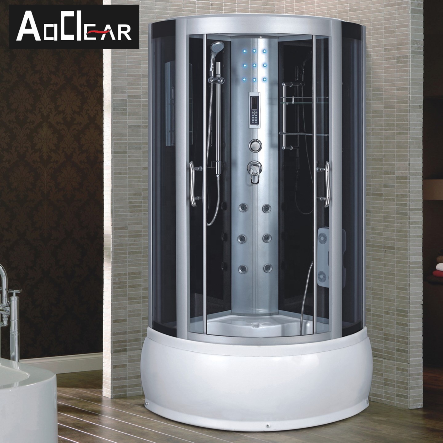 Aokeliya luxury small stainless steel shower room suites with glass shelf in uk