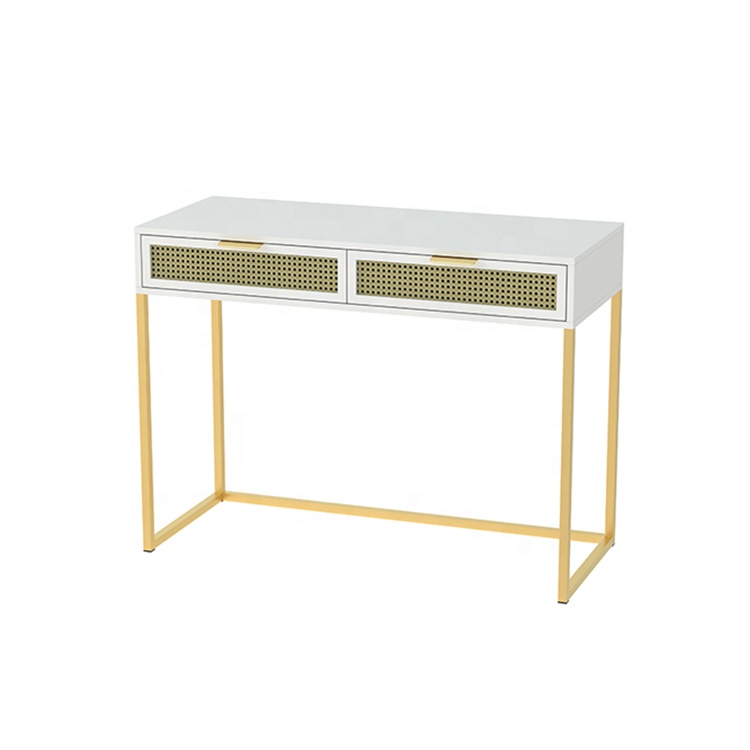 High Quality Modern Accent Furniture Dressing Makeup Table Drawers Bedroom Rattan White Dresser