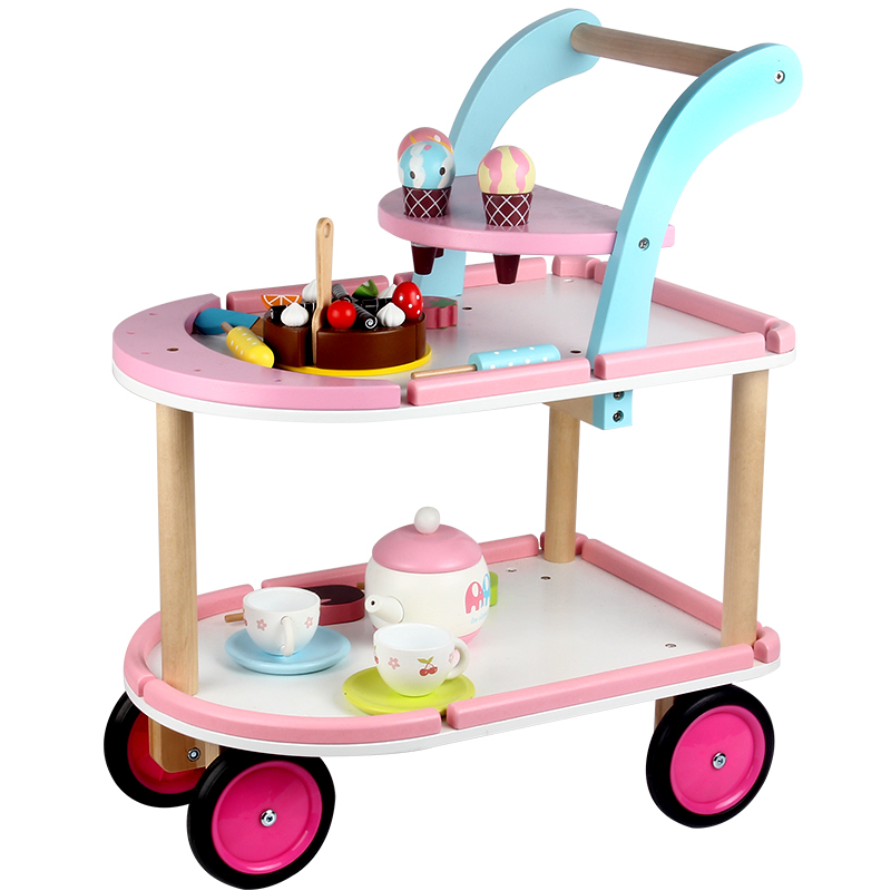 Amazon hot sale role play simulation ice cream girl child shipping cart toy hot sale party game toy set for kids