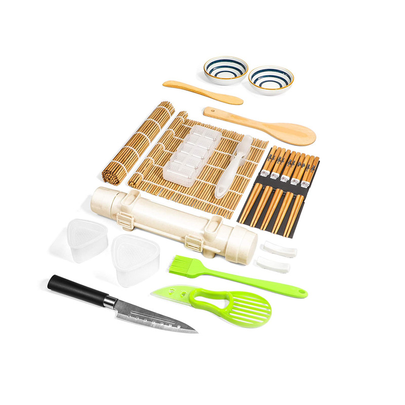 Горячая Распродажа 21 шт. DIY бамбук суши инструменты Гранатомет для кухни устройство для изготовления суши рисовый рулон инструмент пресс-форм Суши набор для детей начинающих