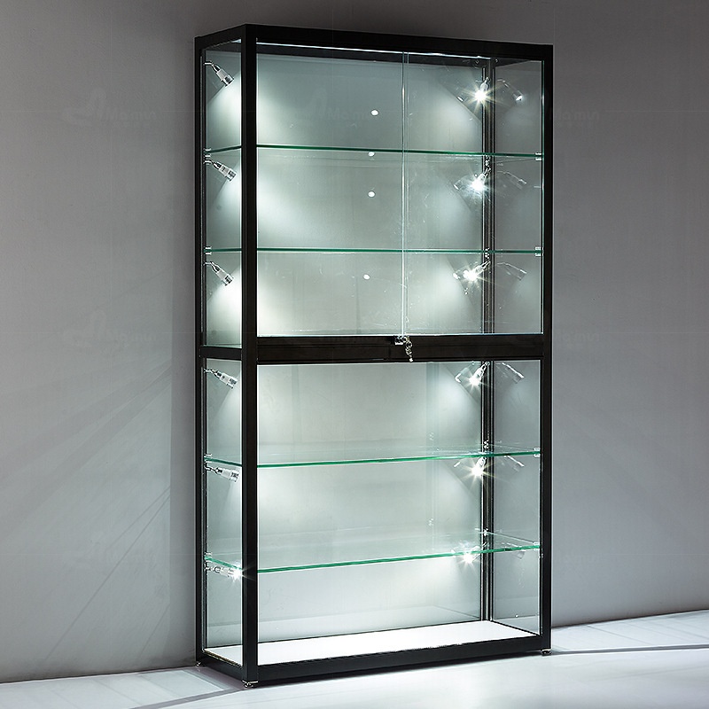 Retail  Glass Display Cabinet Wig Display Showcase with LED Light Cheap Smoke Shop Display Showcase