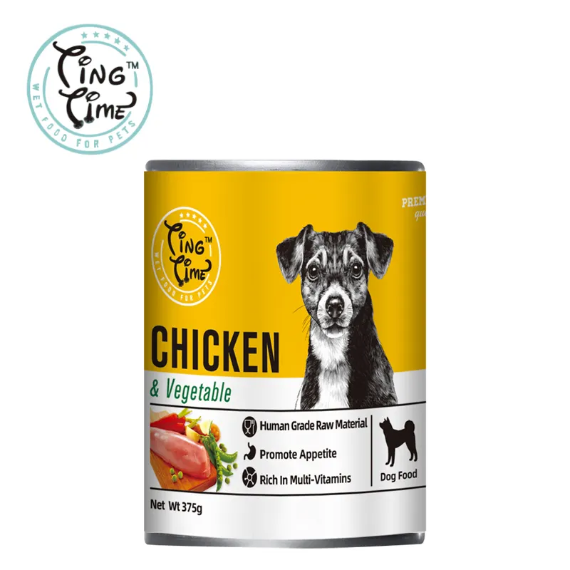 Еда для домашних животных Премиум-качества: курица-лакомство с овощами, консервированная еда для собак, влажная еда 375 г