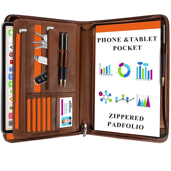 Портфель Padfolio из искусственной кожи, многофункциональный деловой портфель с папкой на молнии, органайзер с функцией возобновления