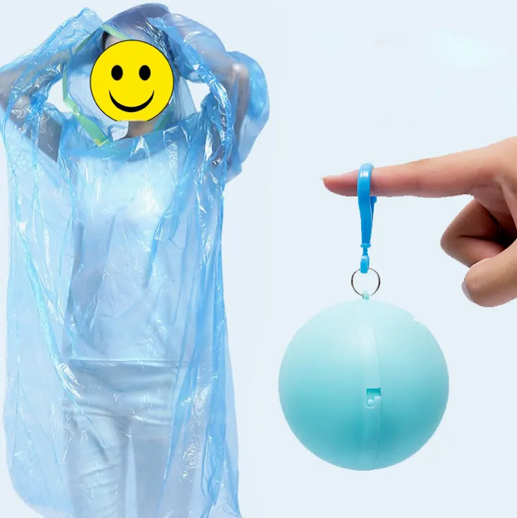 Kaychian PE Material Colorful Poncho Ball Raincoat In Balls Plastic Disposable Raincoat Ball