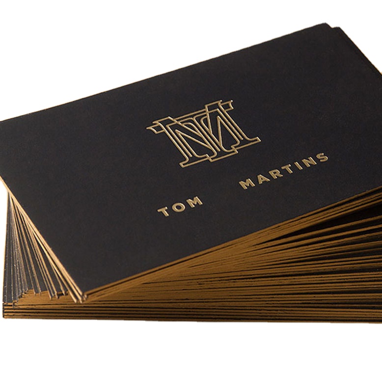 Gold Silver Foil Stamping Name Cards,High Quality Black Paper Printing Free Design Custom Letterpress Business Card