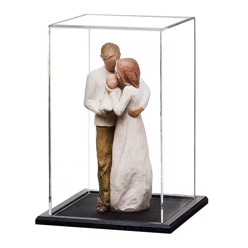 Hot Sales Clear Acrylic Display Case Display Box Stand With Black Base For Toys Display