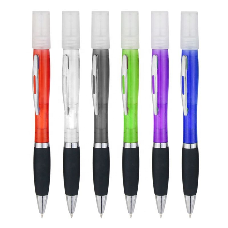 Free Samples Pen Custom Logo Accept Hand Sanitizer Spray Gel Ballpoint Pen With Plastic Body