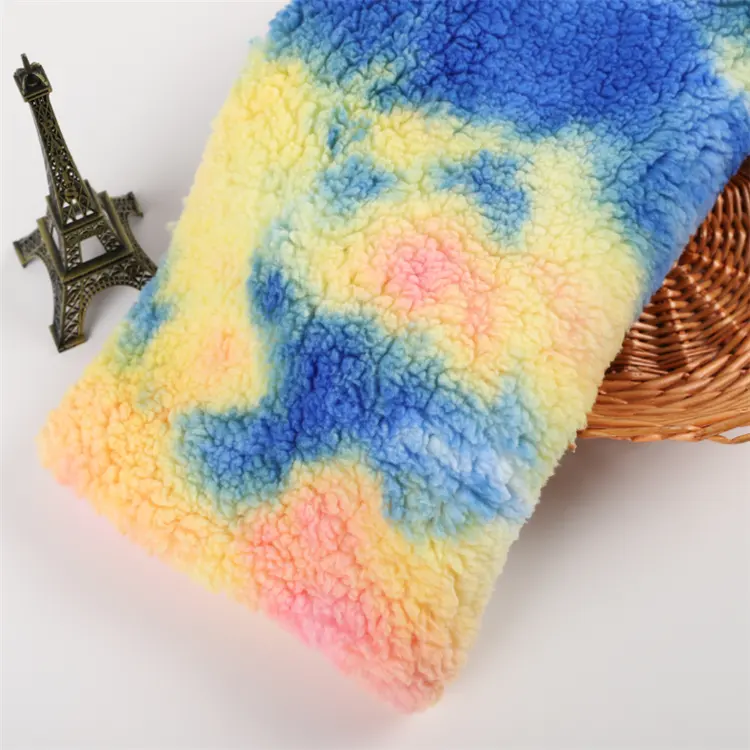 2019 Latest colorful brush tie dye sherpa print fleece fabric