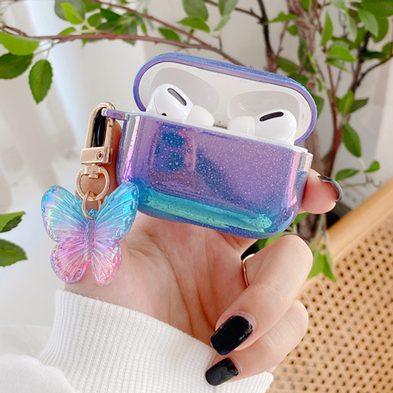 Чехол для ключей Airpods 3 Gen, роскошный 3D-чехол с милым жемчугом, яркий блестящий чехол с лазерным рисунком для Airpods Pro 3, 2 с зарядным футляром