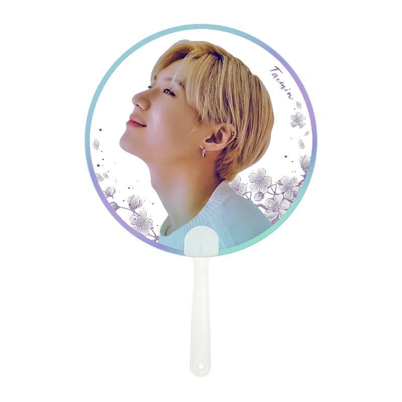 Free Sample High Quality Thicken Custom Korean Star Singer Side Pvc Plastic Gift Circle Transparent Advertising Hand Fan