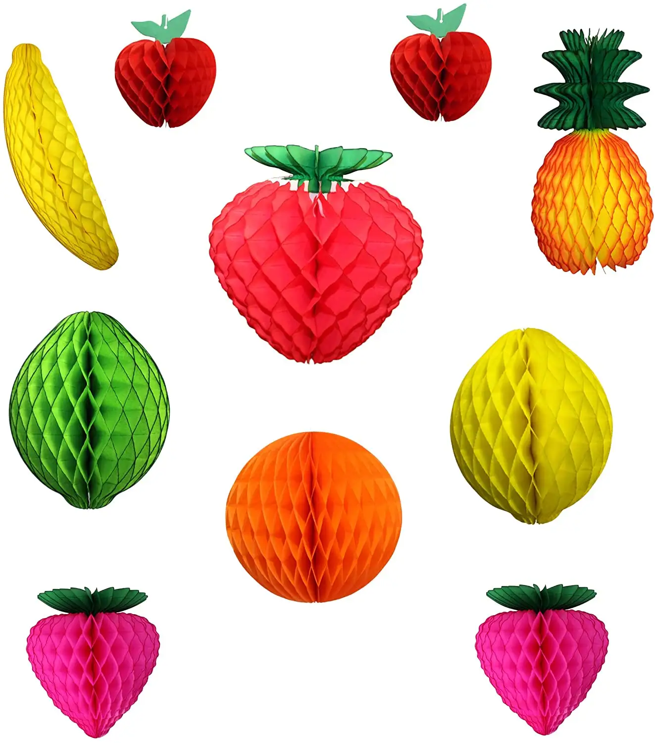 Colorful Party Decorations Tissue Pineapples Fruit Honeycomb Balls For Sale Paper Decoration Paper Honeycomb Ball