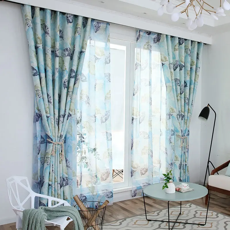 Hotel Window Curtain Wholesale Luxury Blue Curtains for The Living Room