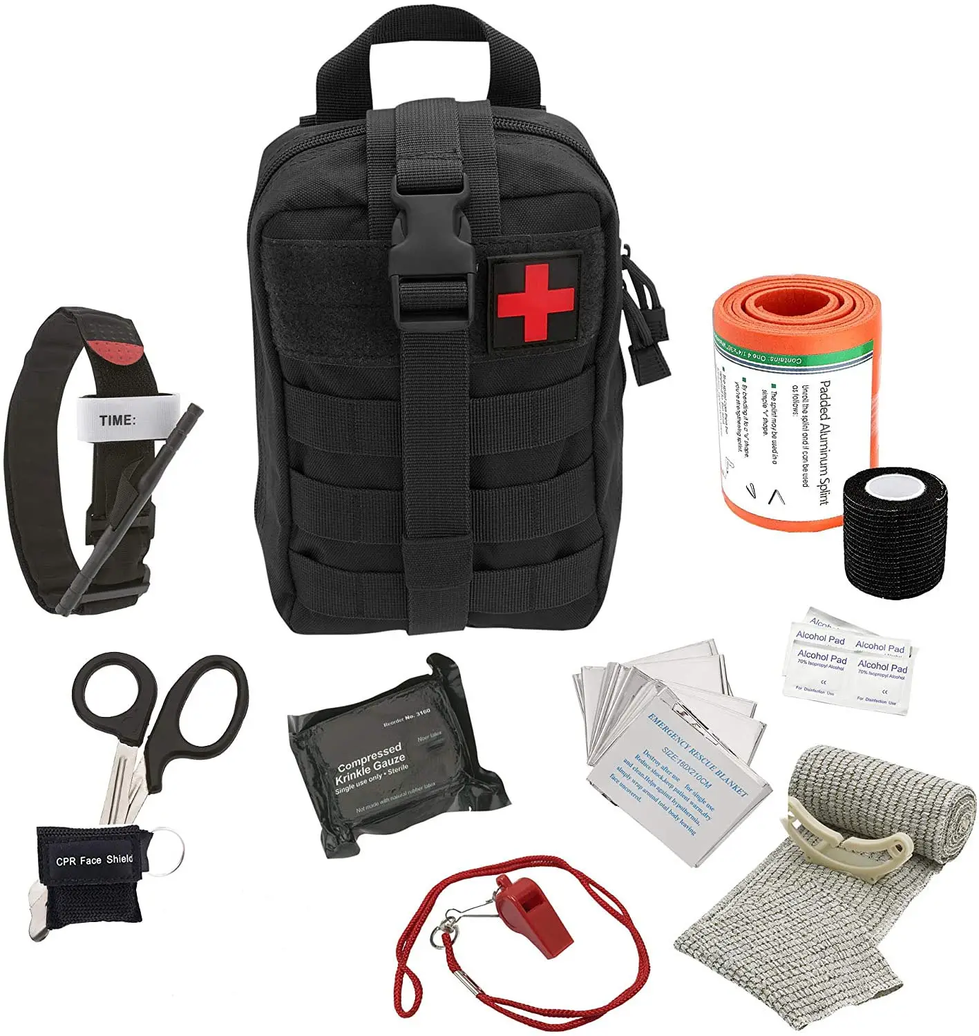 Tactical First Aid Emergency Kit Pouch Combat Action Tourniquet IFAK Compression Dressing- EMT Survival Kit for survival