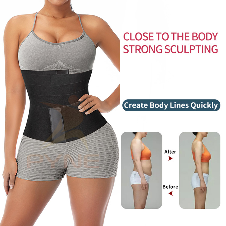 Custom Logo Private Label High Compression Elastic Bandage Waist Tummy Wrap Belly Slimming Long Waist Trainer Belt