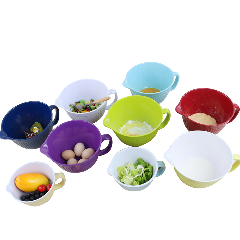 Non-Slip Group Of Plastic Base Exquisite Appearance Melamine Mixing Bowls Cereal Bowl with Spout and grater